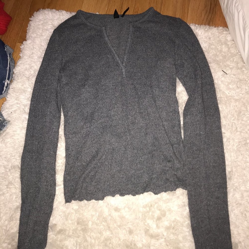 Urban Outfitters gray long sleeve with cut v neck